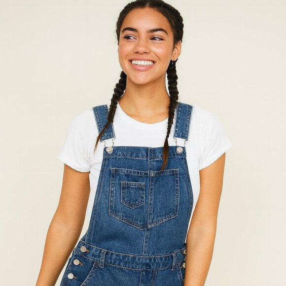 Love Tree Distressed Denim Short Overalls with Frayed Hem – Trendy Teen Style - Picture 16 of 16